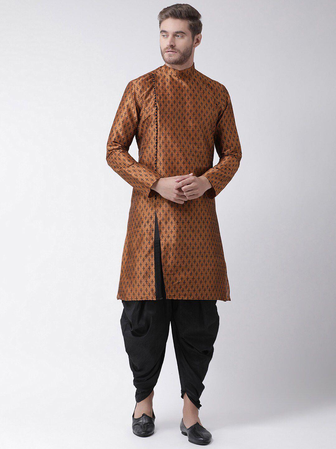 deyann-ethnic-motifs-printed-regular-dupion-silk-kurta-with-dhoti-pants