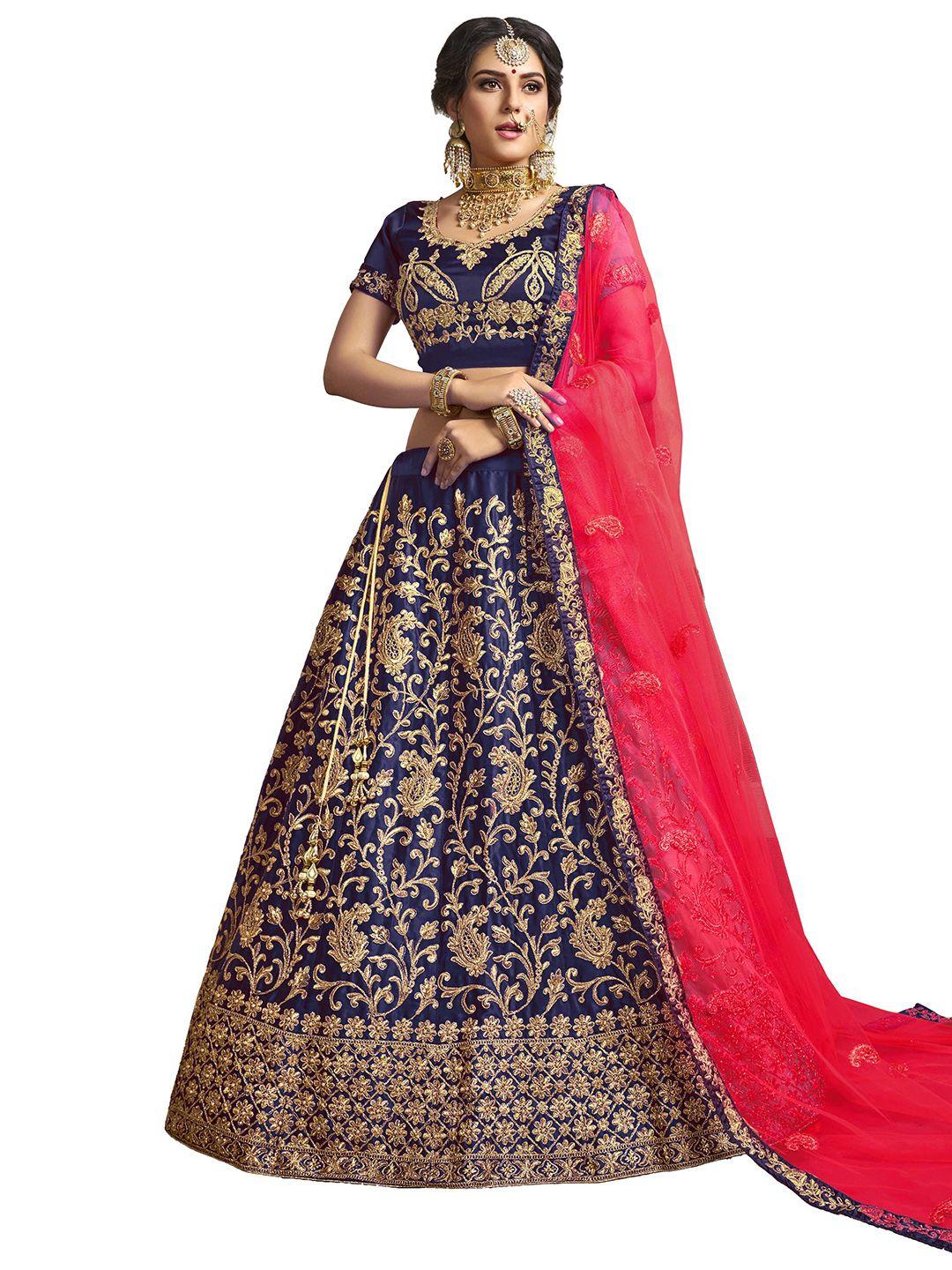 manvaa-blue-&-pink-embroidered-thread-work-semi-stitched-lehenga-&-unstitched-blouse-with-dupatta