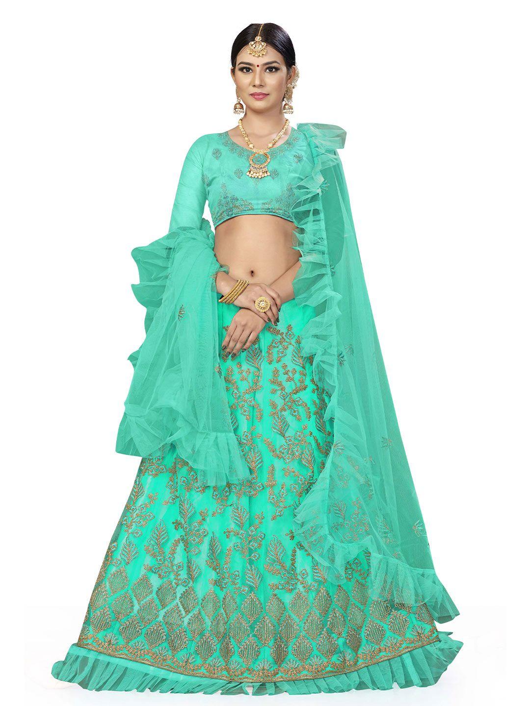 manvaa-blue-&-gold-toned-embroidered-thread-work-semi-stitched-lehenga-&-unstitched-blouse-with-dupatta