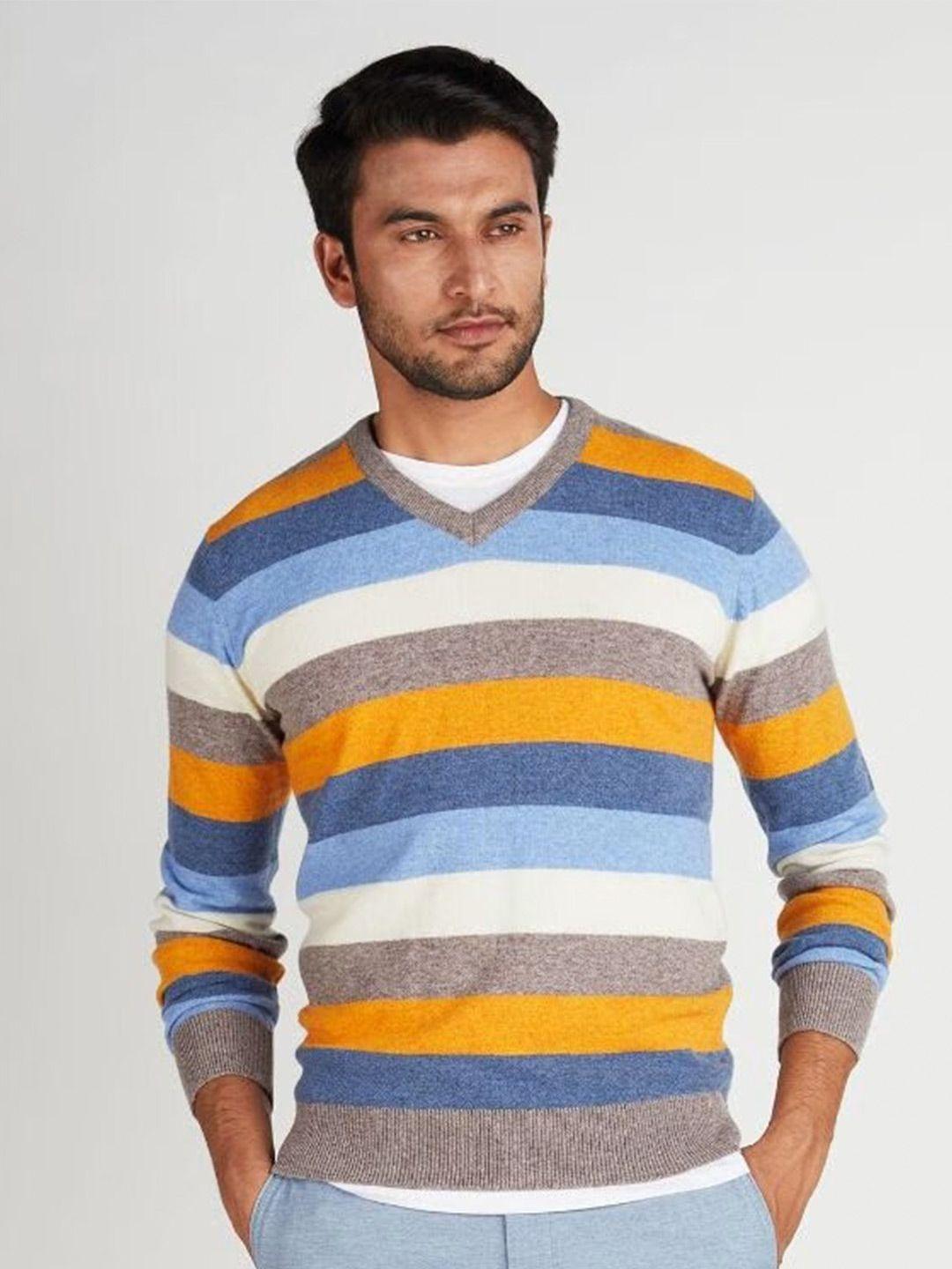 indian-terrain-striped-v-neck-pullover-sweater