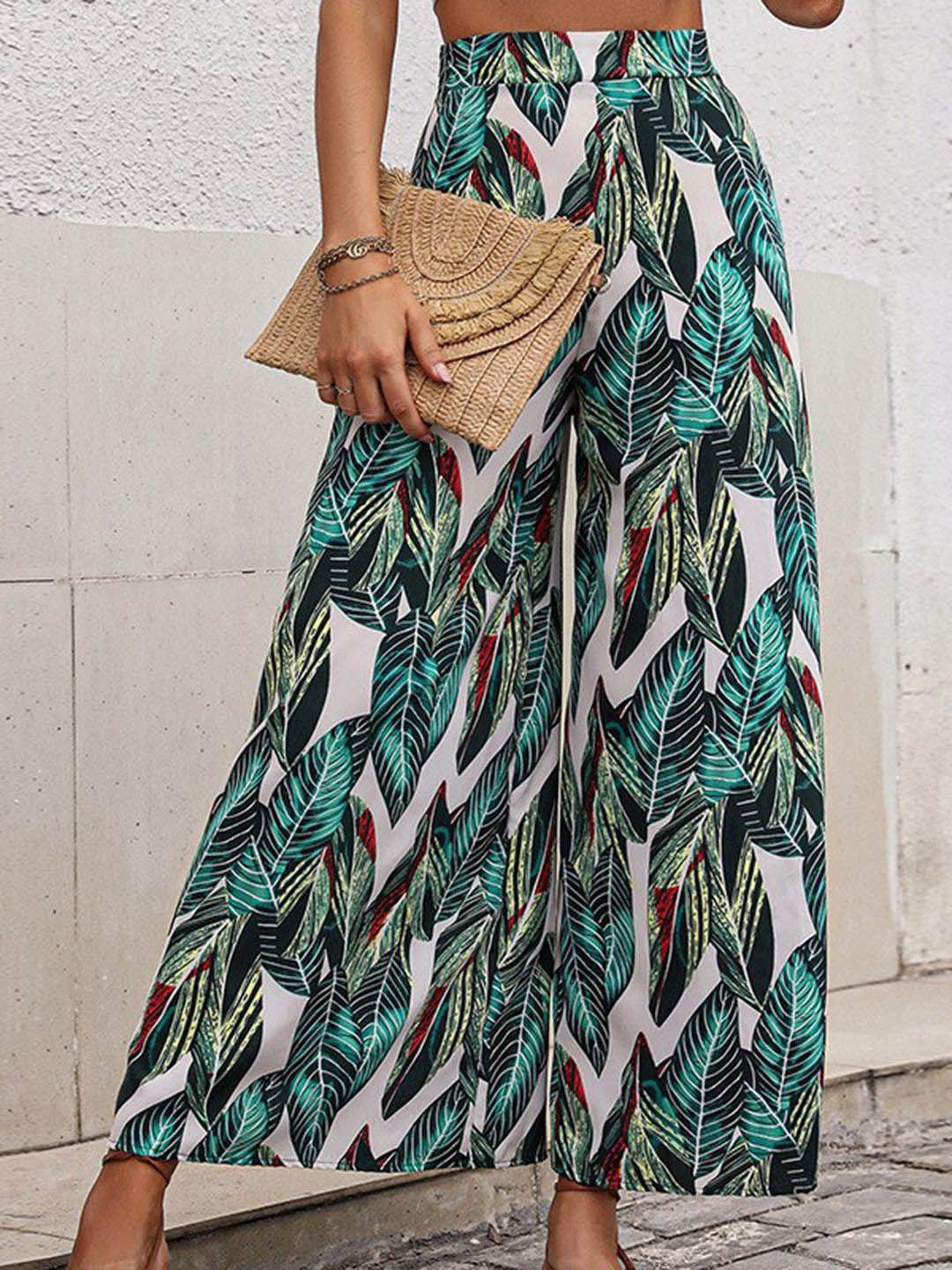 stylecast-women-green-floral-printed-loose-fit-high-rise-easy-wash-parallel-trousers