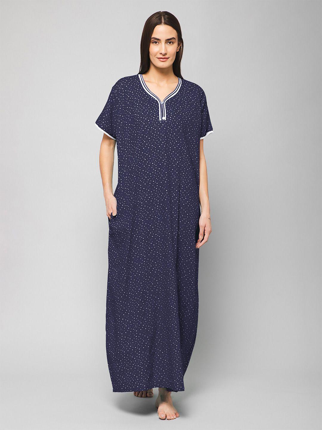 winza-designer-polka-dots-printed-pure-cotton-maxi-nightdress