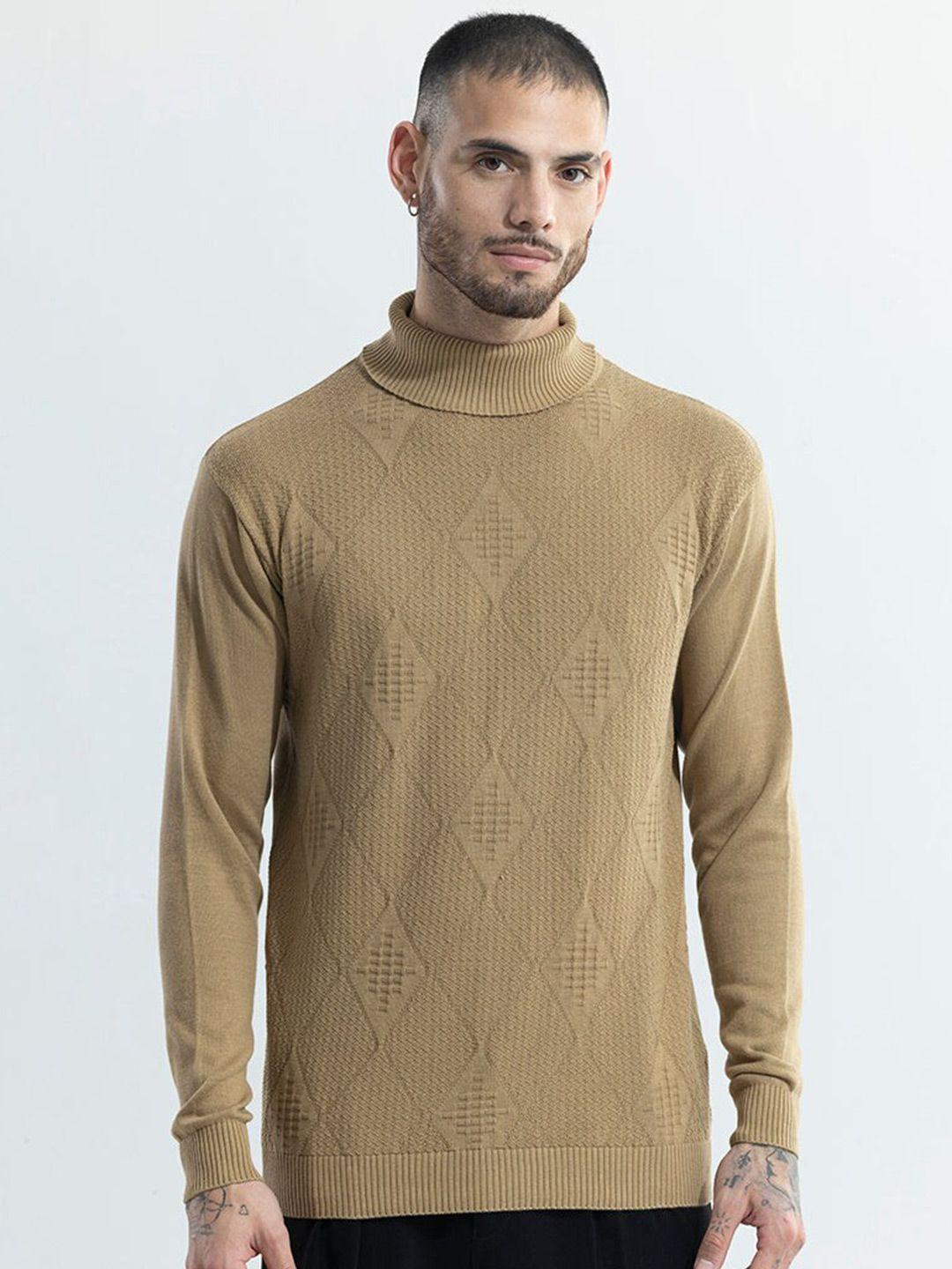 snitch-beige-turtle-neck-self-design-cotton-pullover