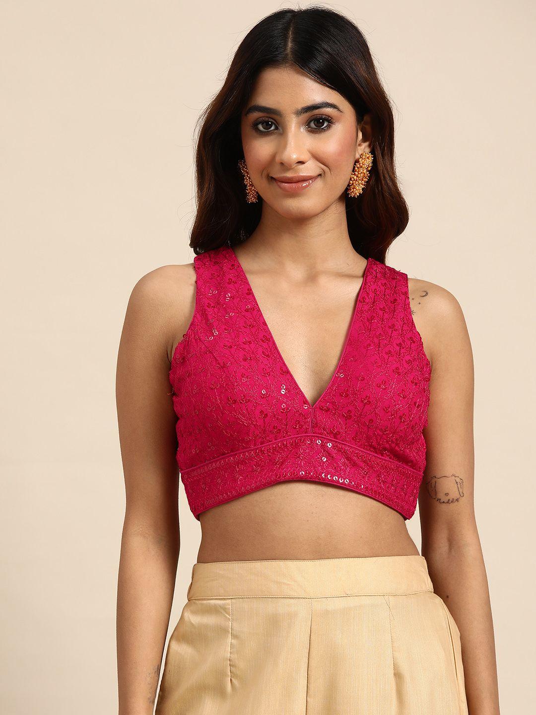 molcha-embroidered-sequinned-sleeveless-padded-saree-blouse