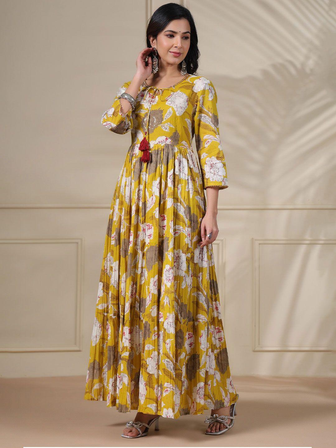 pukhya-floral-printed-sequinned-fit-&-flare-anarkali-dress