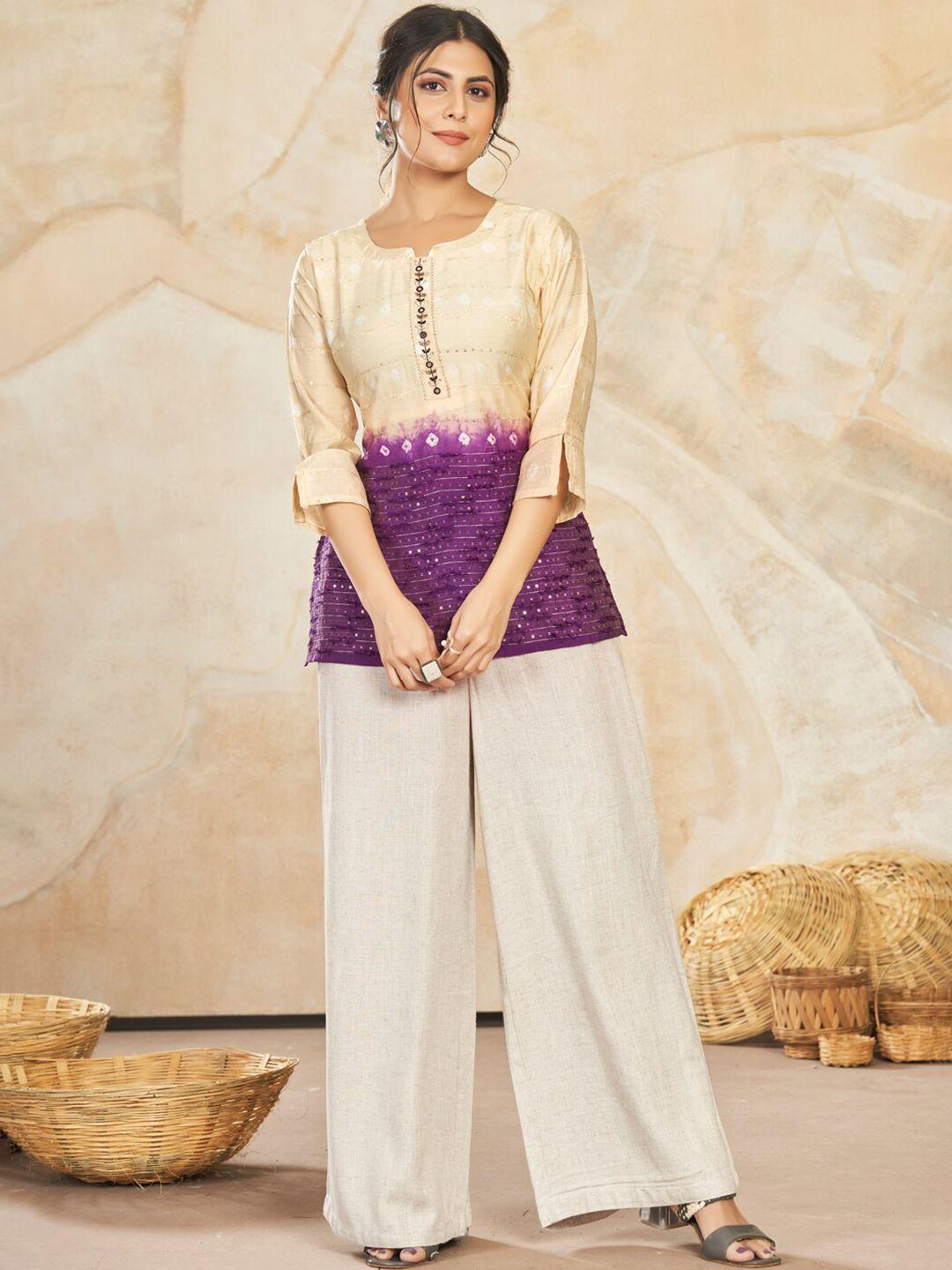 style-samsara-bandhani-printed-sequinned-pure-silk-a-line-kurti