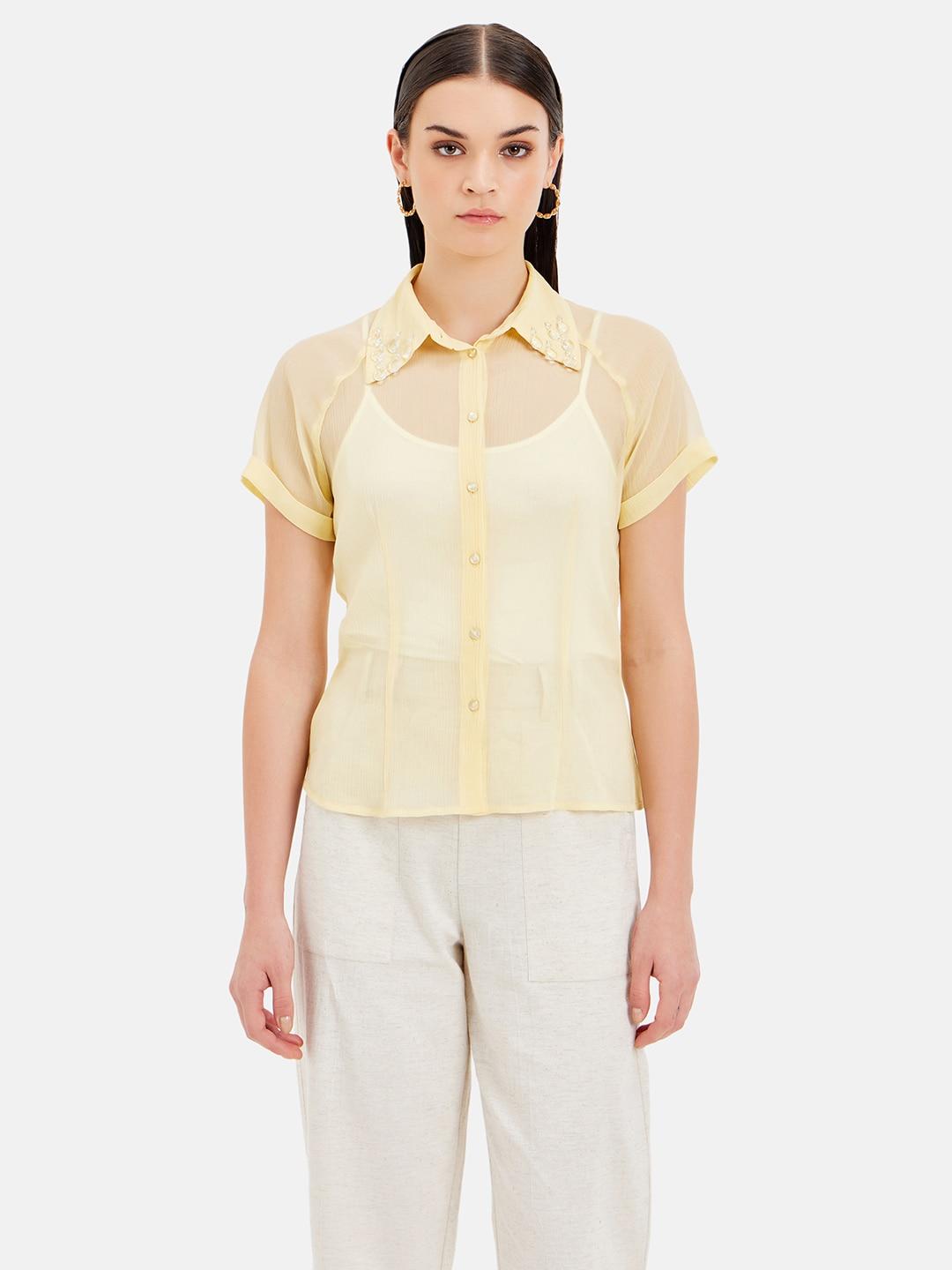 kazo-spread-collar-short-extended-sleeves-sheer-standard-opaque-party-shirt