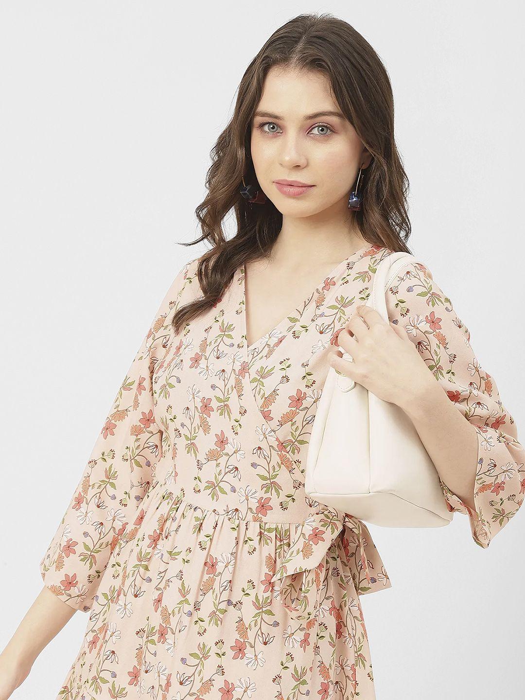 moomaya-floral-printed-v-neck-short-three-quarter-sleeves-a-line-midi-dress