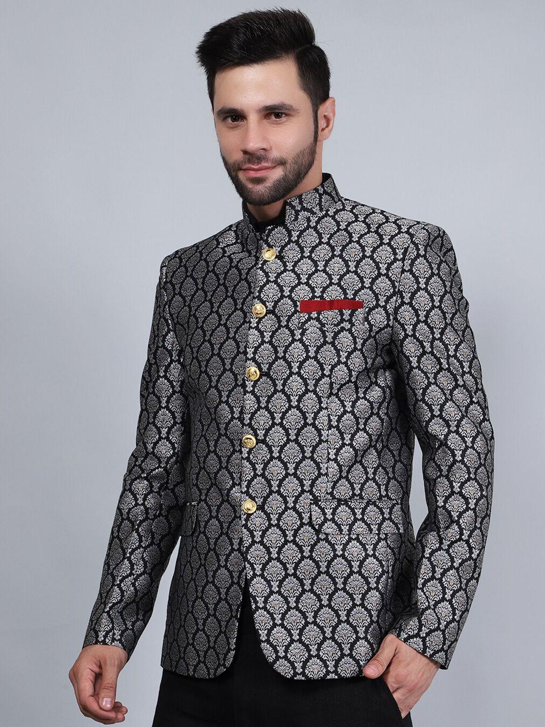 wintage-geometric-printed-mandarin-collar-satin-bandhgala-blazers