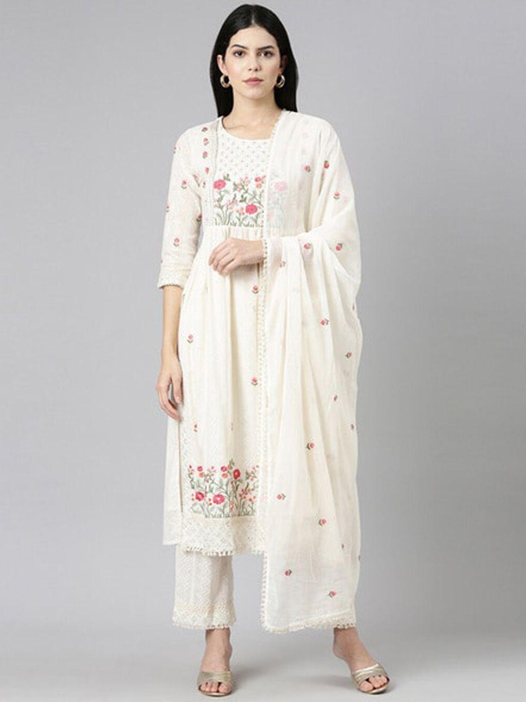 japnaam-floral-embroidered-regular-thread-work-kurta-with-trousers-&-with-dupatta