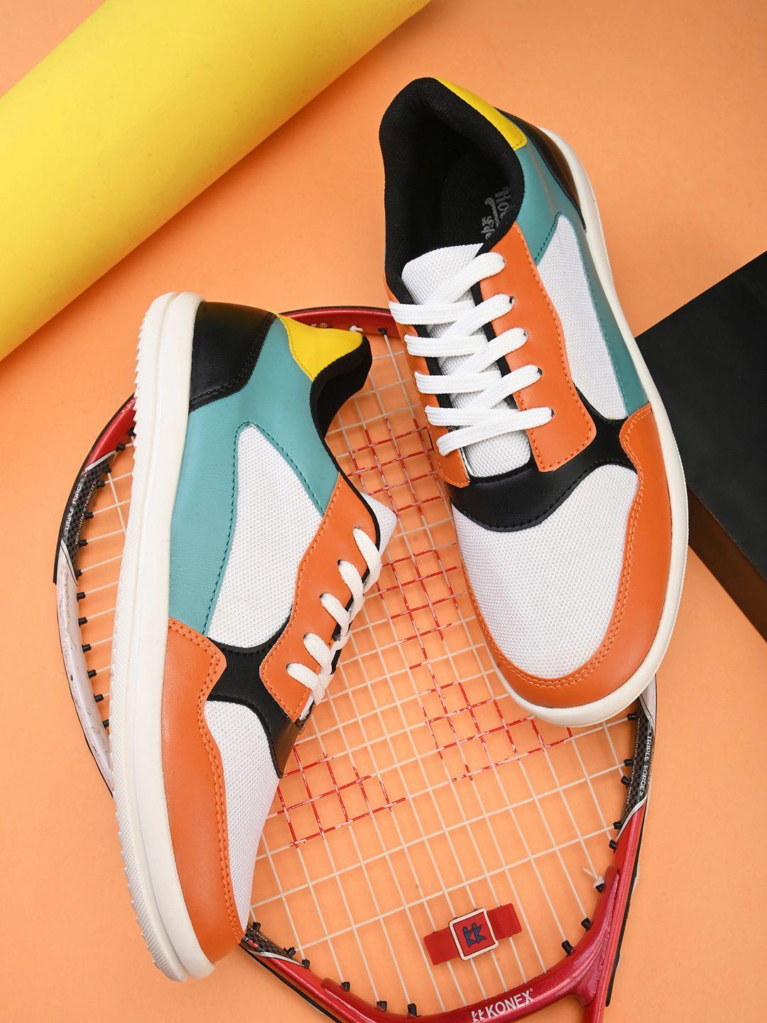 the-roadster-lifestyle-co.-men-orange-coloured-colourblocked-round-toe-sneakers