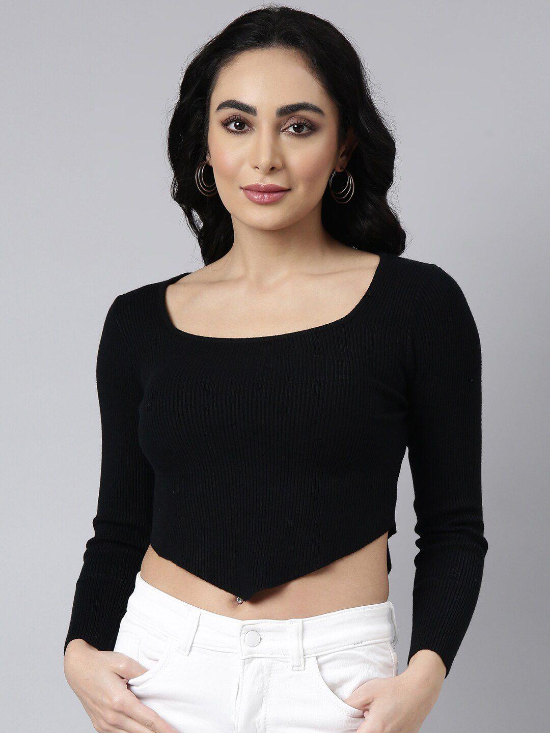 showoff-round-neck-acrylic-fitted-crop-top