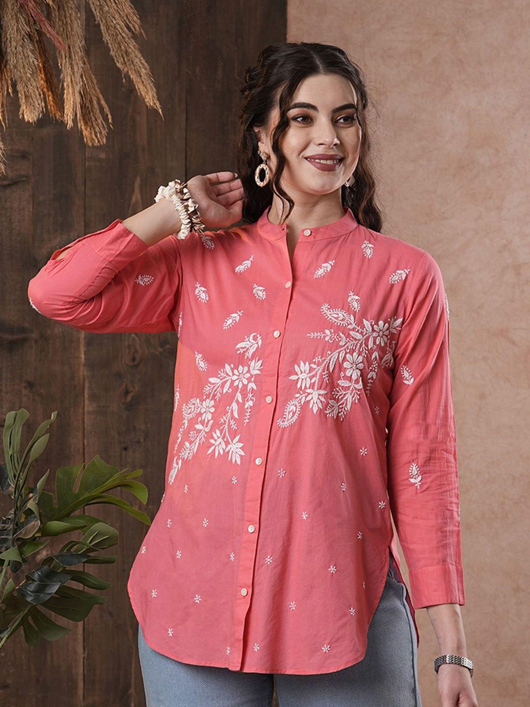 ada-ethnic-motifs-embroidered-mandarin-collar-pure-cotton-kurti
