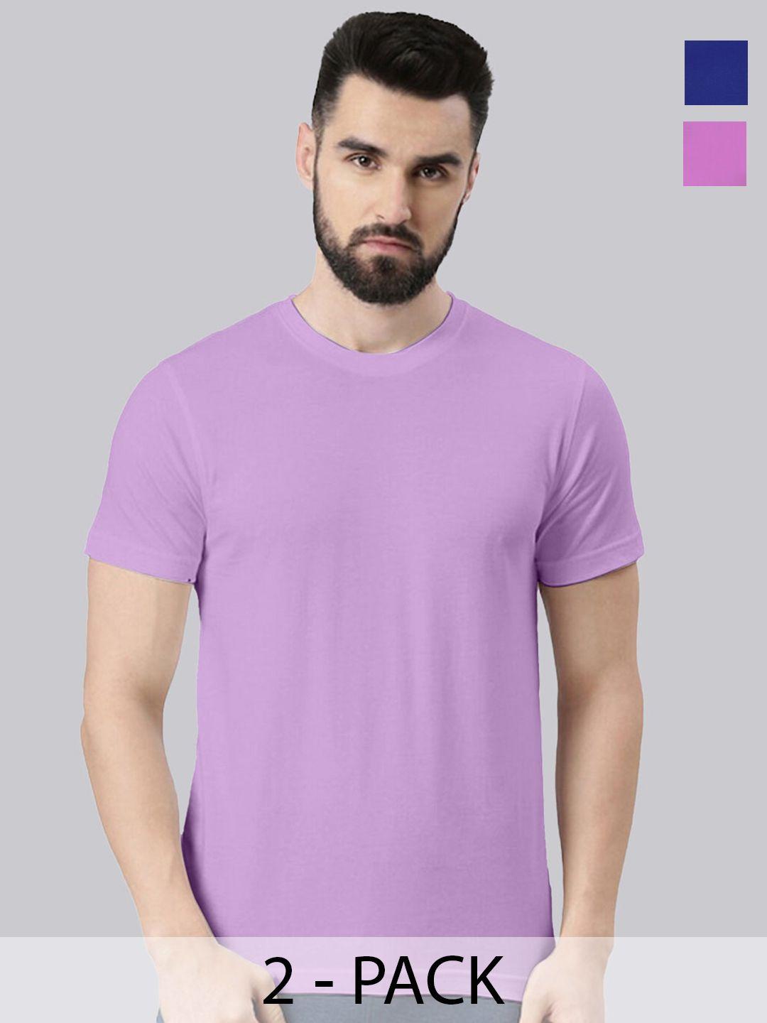 veirdo-purple-&-navy-blue-pack-of-2-round-neck-pure-cotton-t-shirts