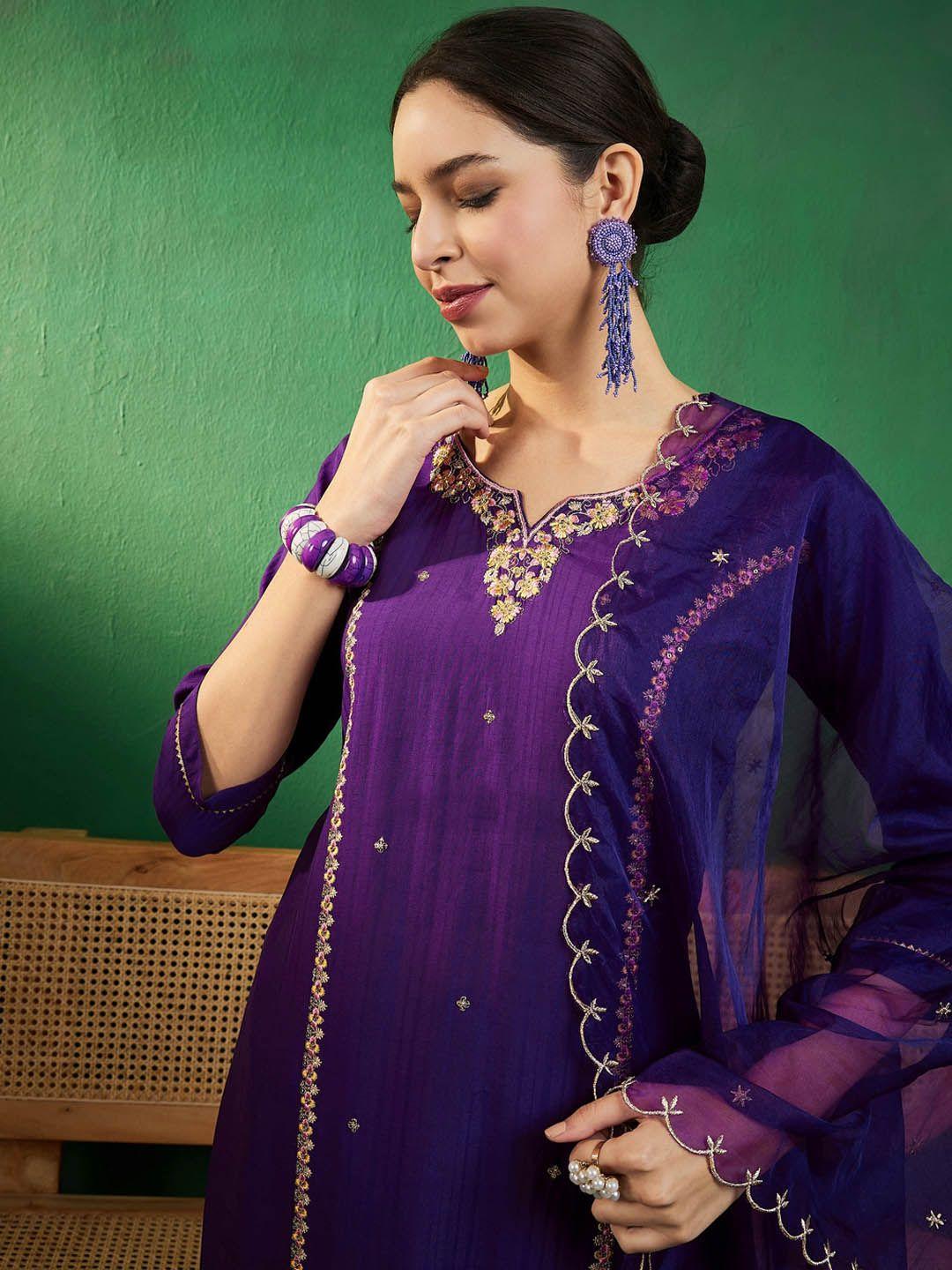 sangria-purple-&-gold-toned-zari-embroidered-straight-kurta-with-trouser-&-dupatta