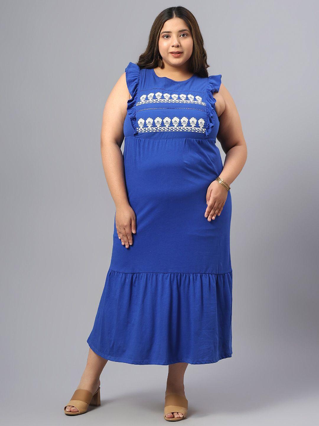 saakaa-plus-size-floral-embroidered-sleeveless-ruffles-a-line-midi-dress