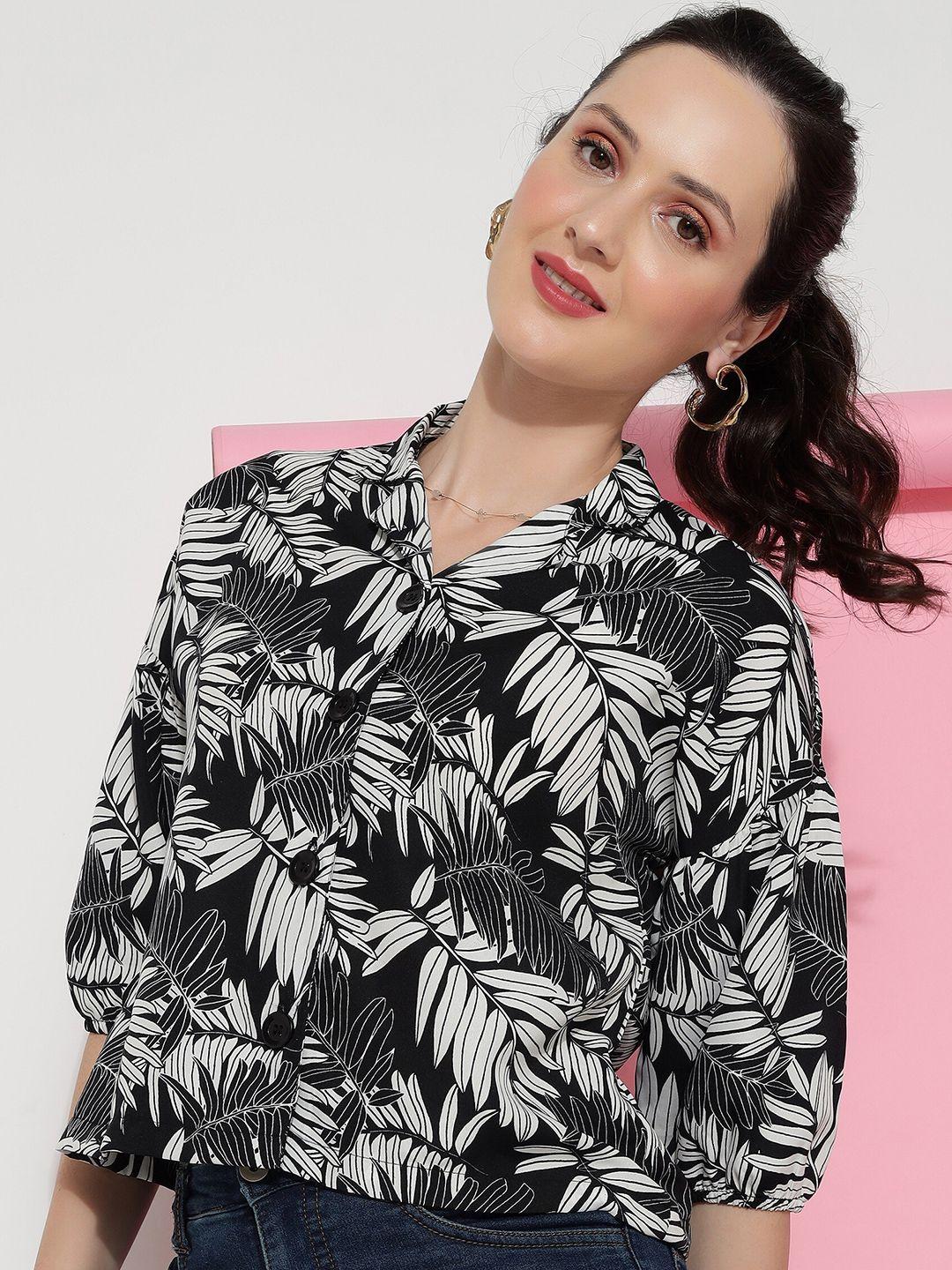 dressberry-tropical-print-puff-sleeve-crepe-shirt-style-top