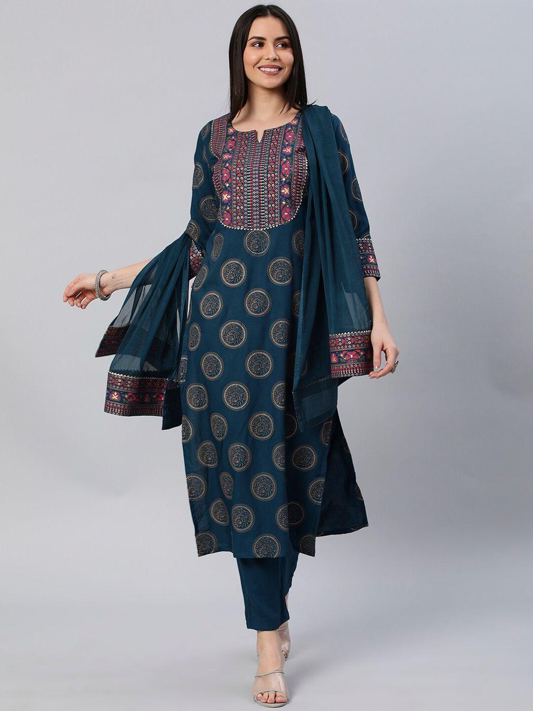 kalini-ethnic-motifs-printed-regular-kurta-with-trousers-&-dupatta