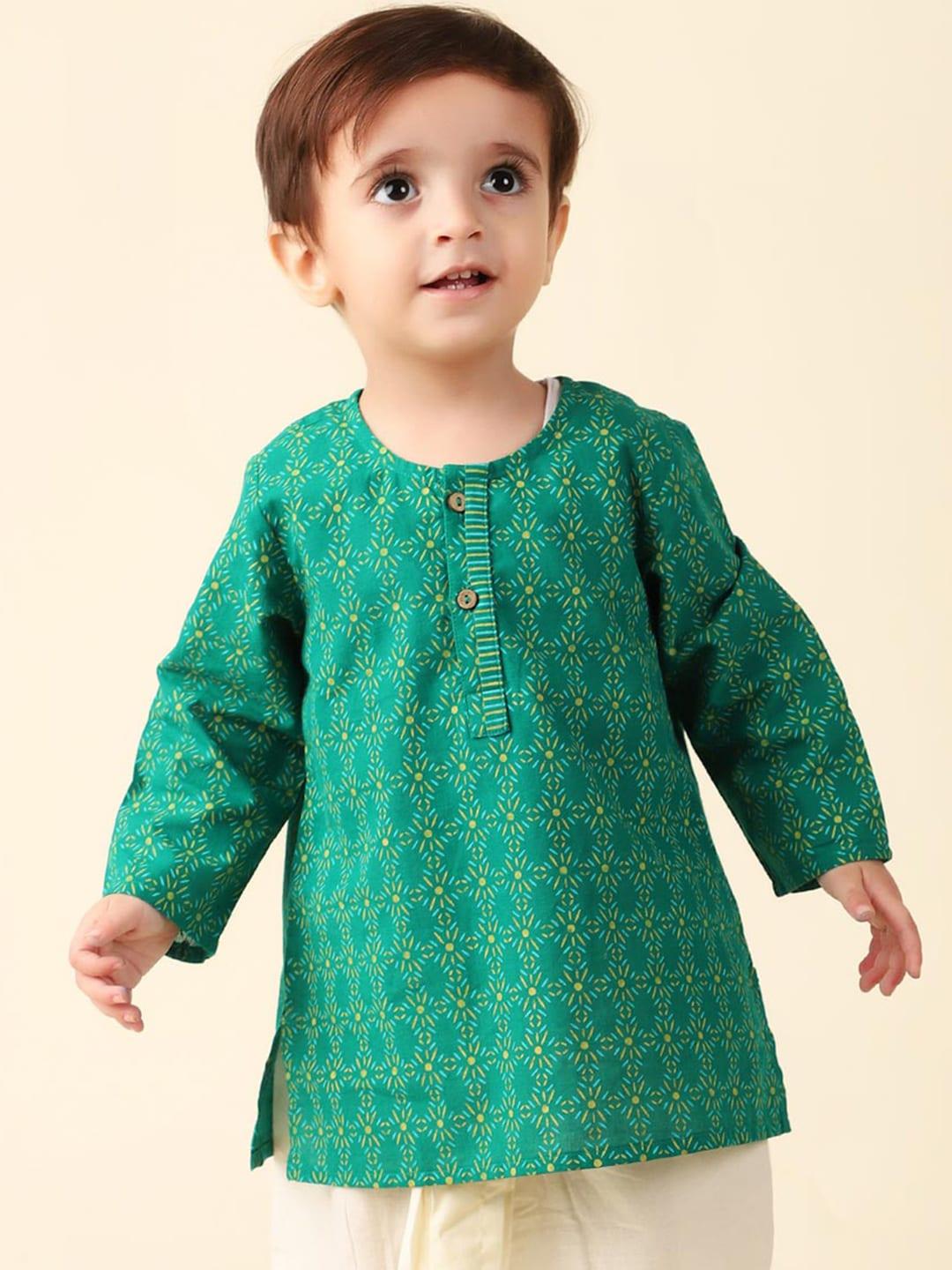 fabindia-boys-hand-block-printed-regular-pure-cotton-kurta-with-dhoti-pants