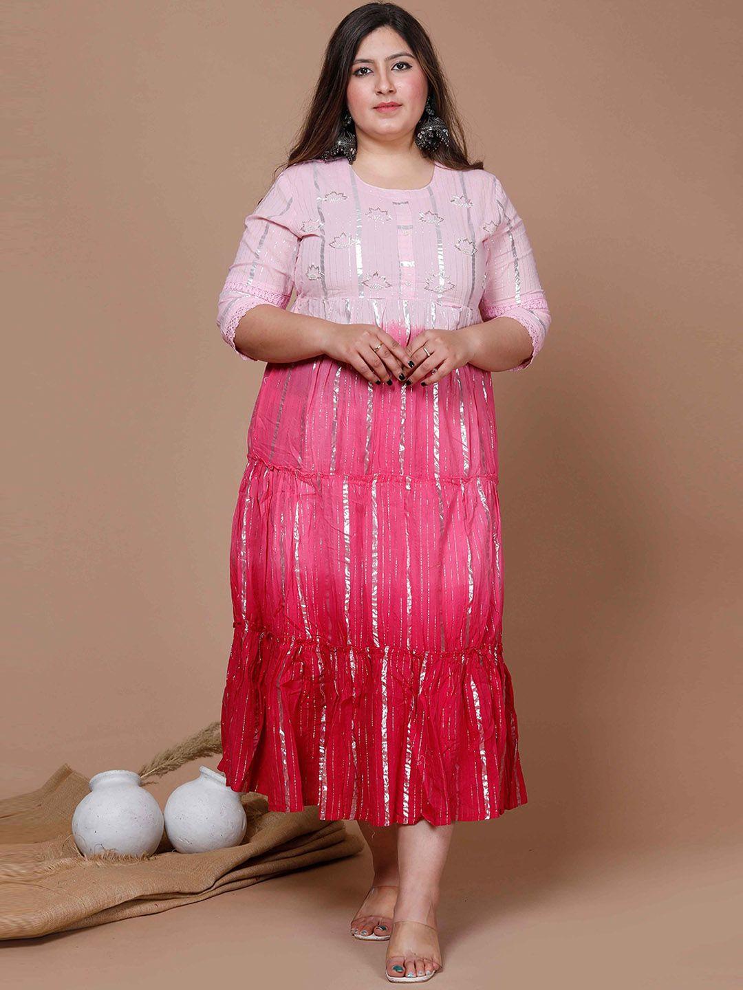 miravan-plus-size-striped-pure-cotton-fit-and-flare-midi-ethnic-dress