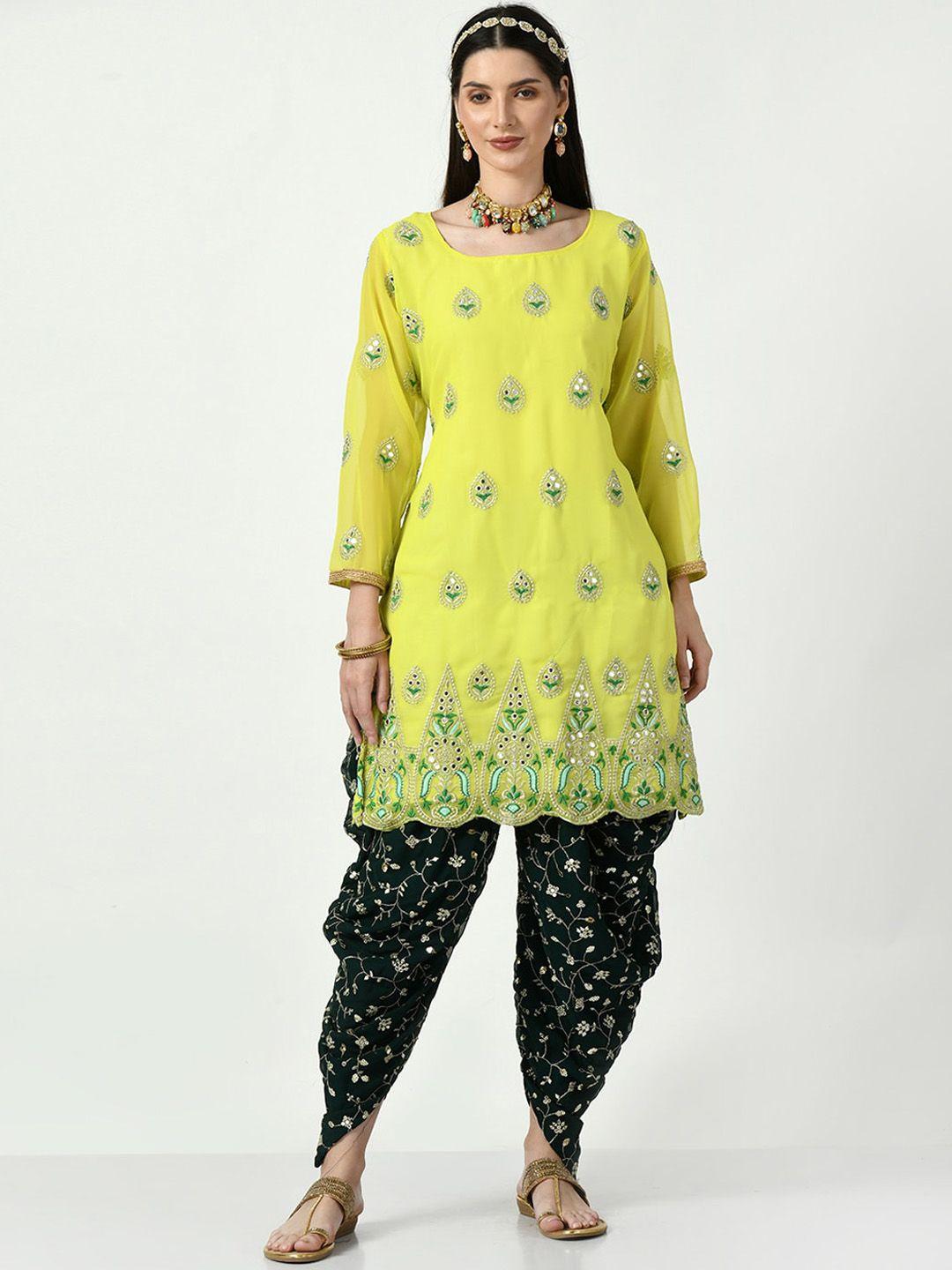 angroop-women-paisley-embroidered-regular-sequinned-kurta-with-patiala