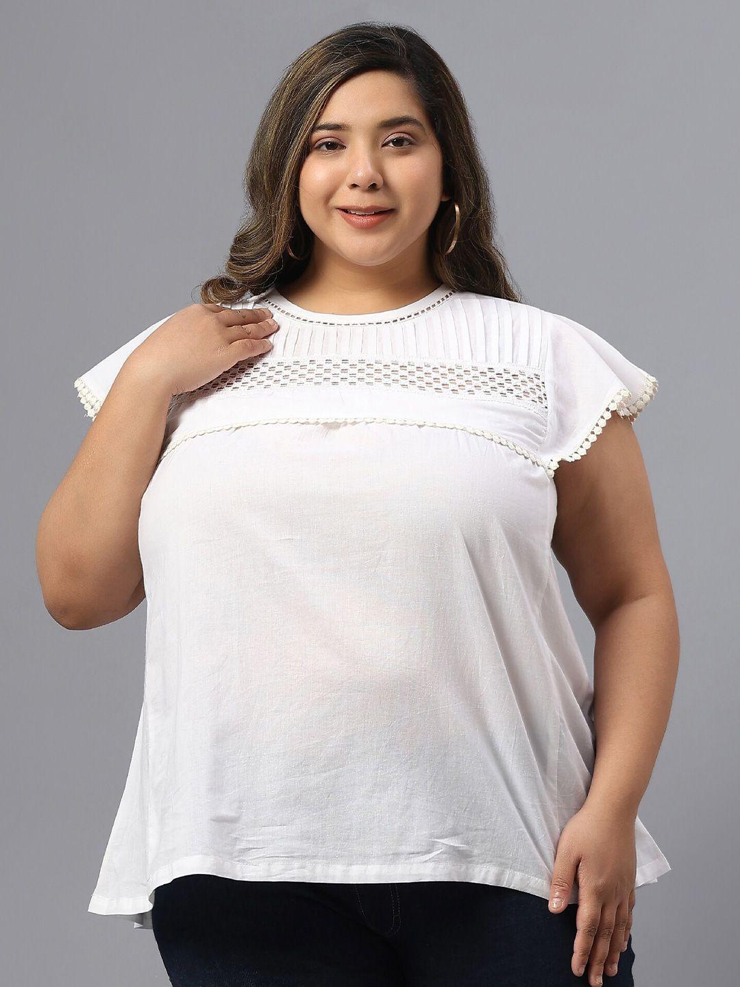 saakaa-plus-size-self-design-extended-sleeves-lace-inserts-detail-top