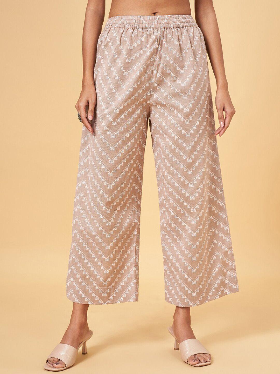 rangmanch-by-pantaloons-women-mid-rise-geometric-printed-parallel-trousers