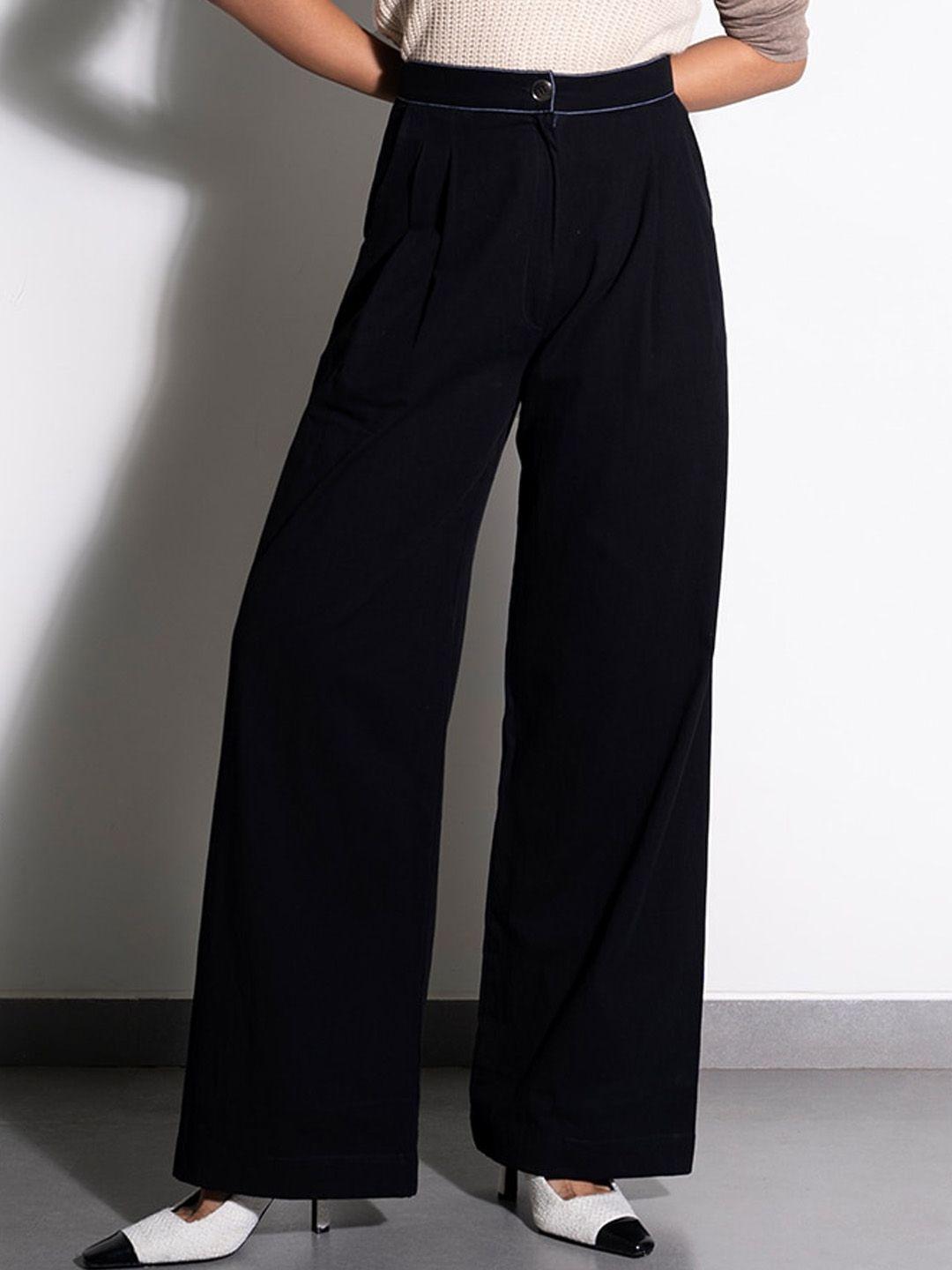 ostilos-women-mid-rise-pleated-parallel-trousers
