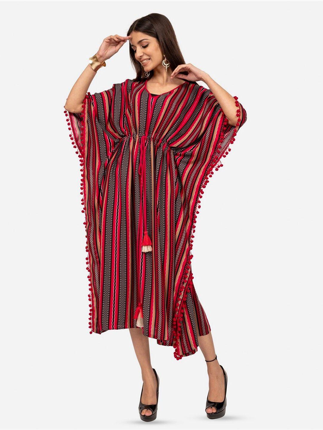 indie-jhola-striped-kimono-sleeve-kaftan-midi-dress