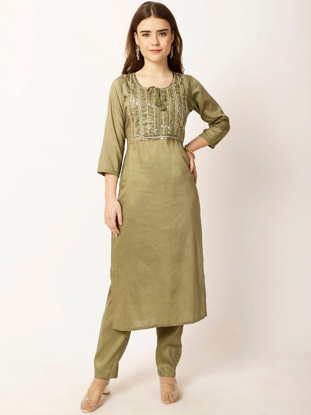 rue-collection-women-embroidered-regular-kurta-with-pyjamas