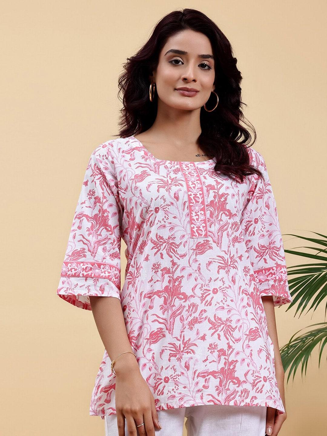libas-floral-printed-flared-sleeves-pure-cotton-kurti