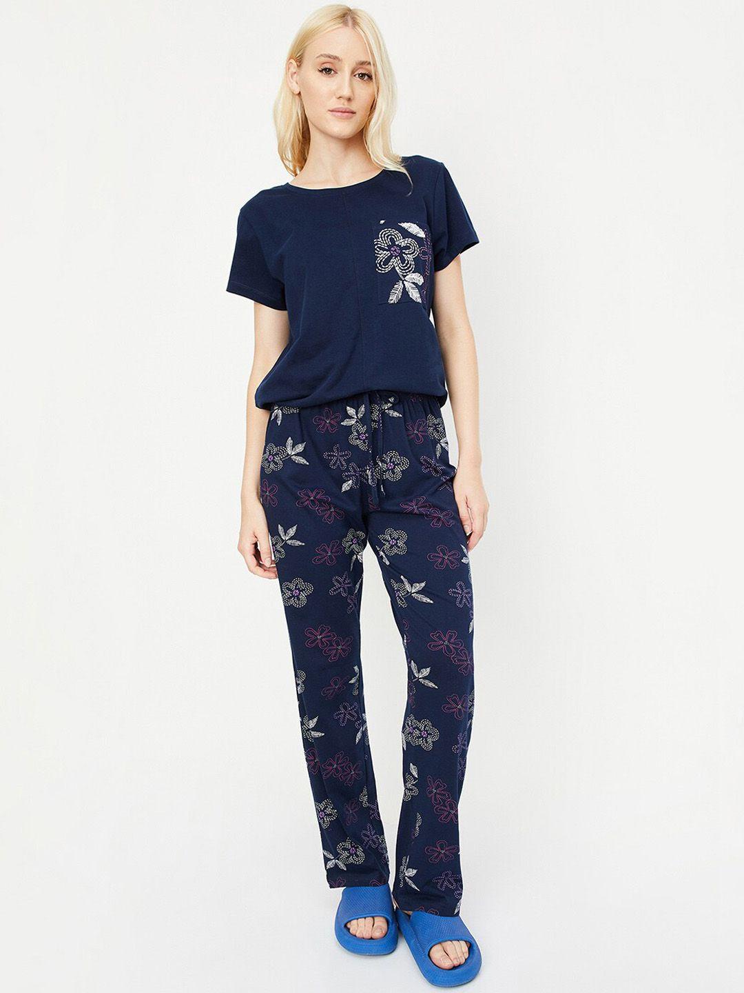 max-floral-printed-pure-cotton-night-suit