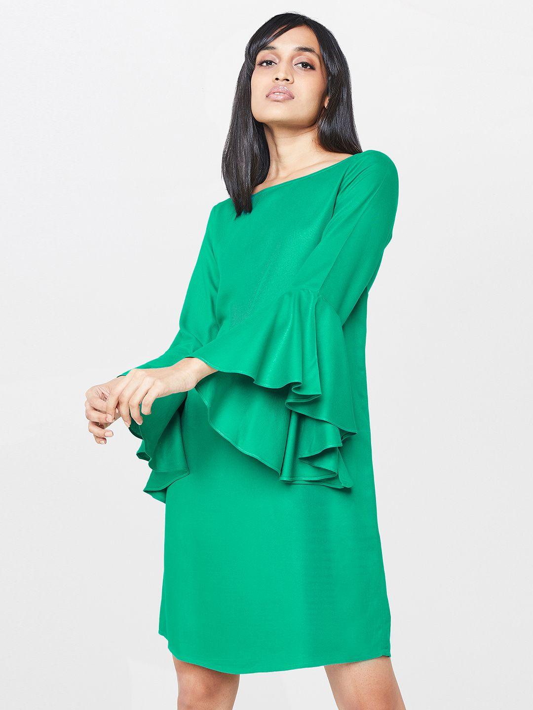 and-women-green-solid-a-line-dress