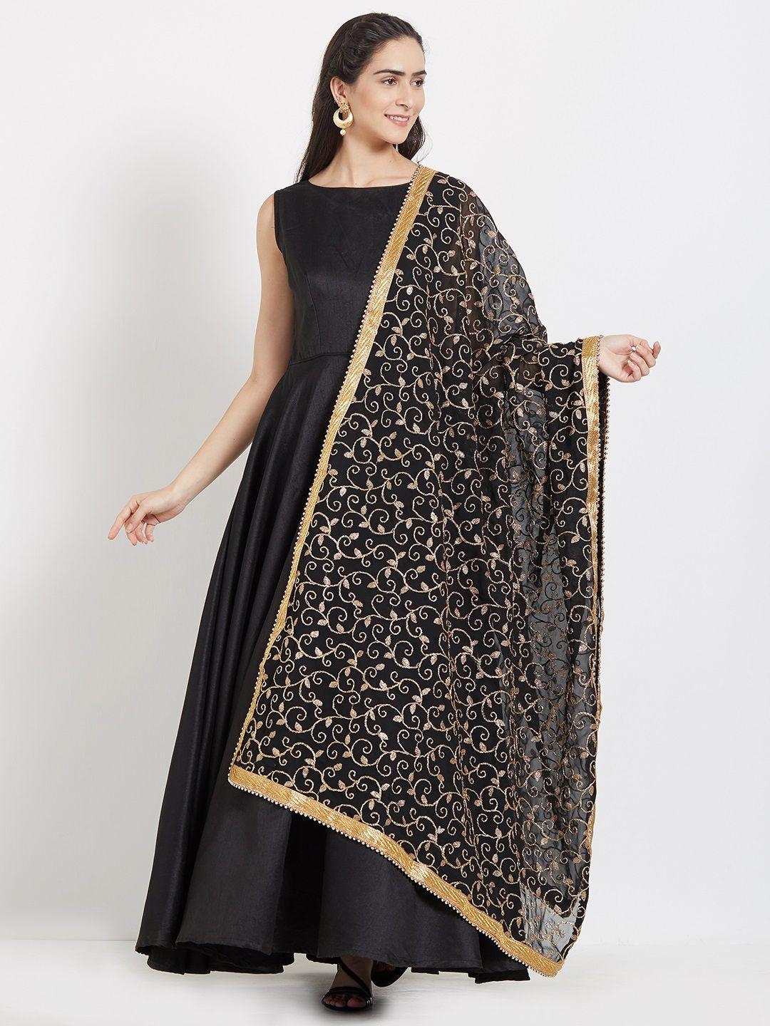 dupatta-bazaar-black-&-gold-toned-embroidered-dupatta