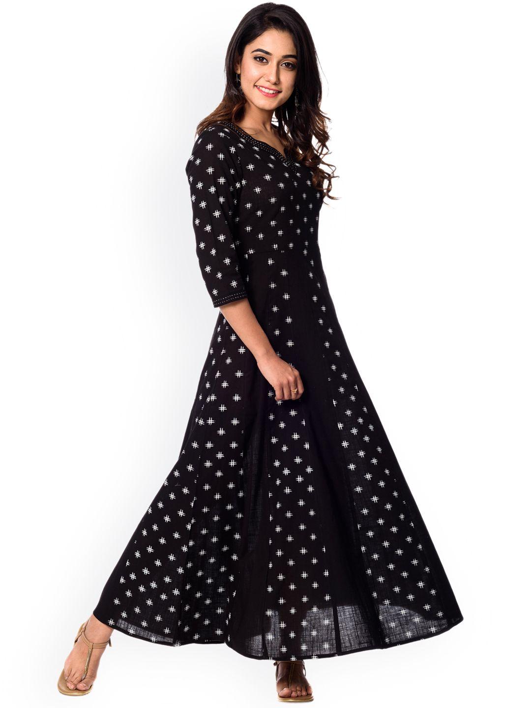 anayna-women-black-printed-maxi-dress