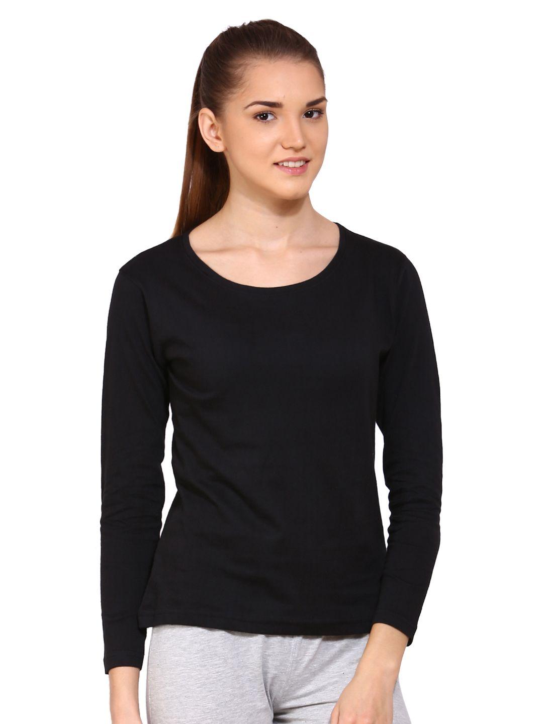 appulse-women-black-solid-round-neck-t-shirt
