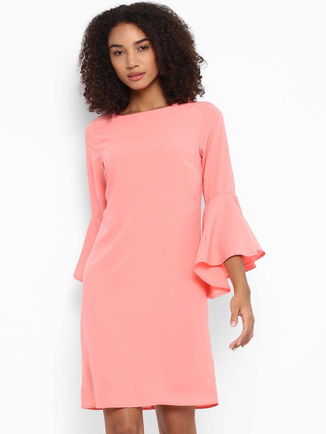 harpa-women-pink-solid-a-line-dress