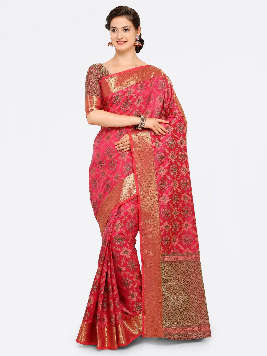 saree-mall-pink-silk-blend-printed-kanjeevaram-saree