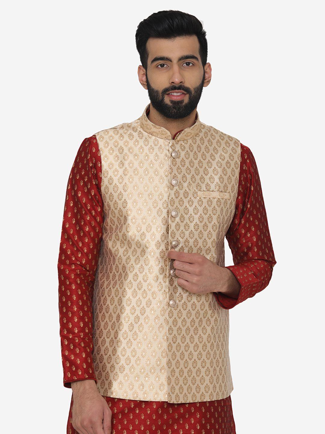 manyavar-men-beige-woven-design-nehru-jacket
