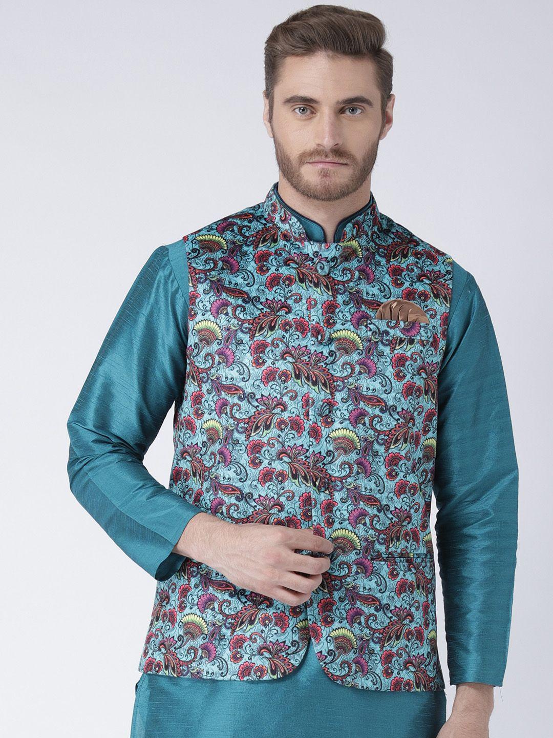 hangup-multicoloured-floral-print-nehru-jacket