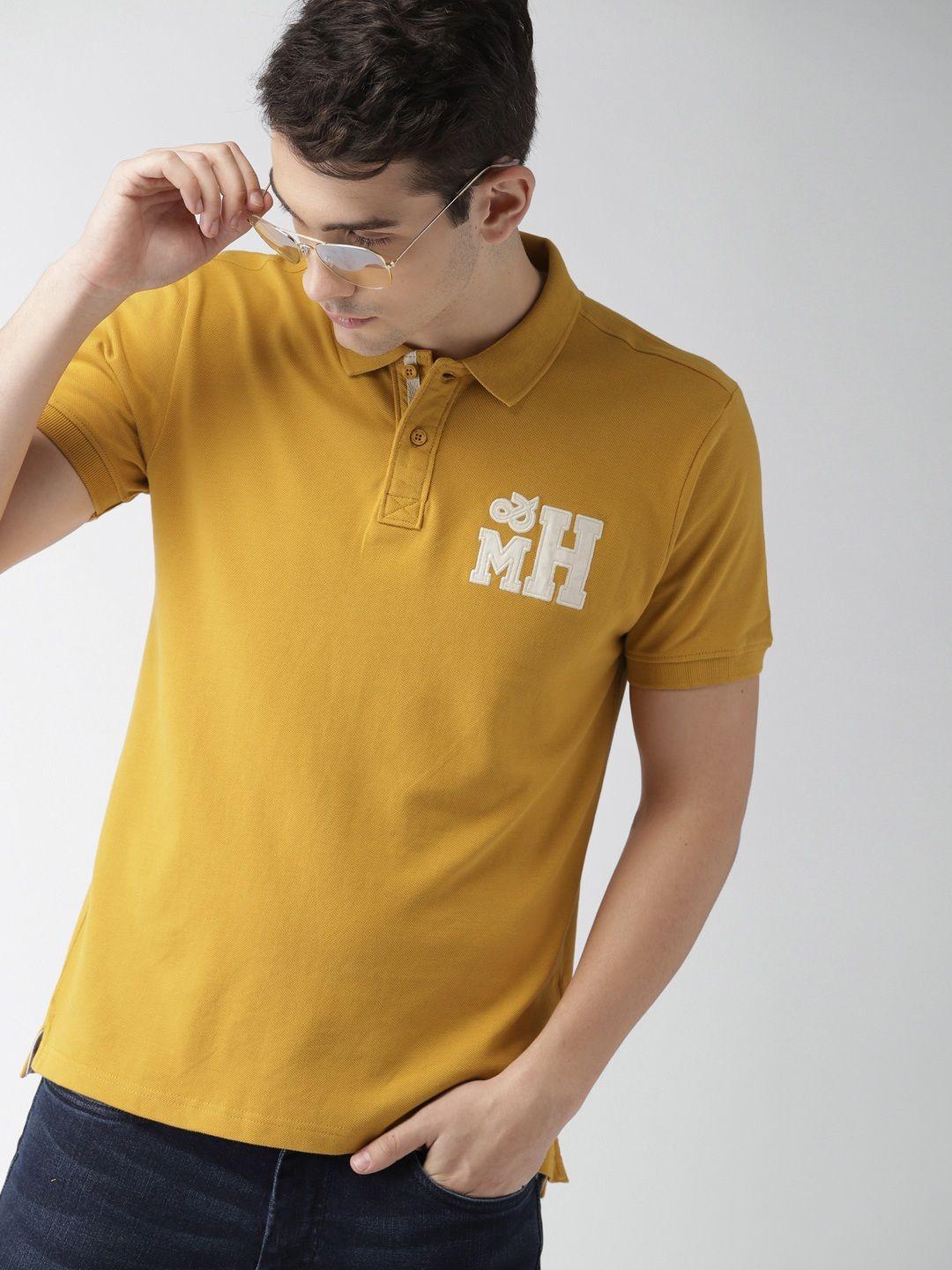 mast-&-harbour-men-mustard-yellow-polo-collar-t-shirt