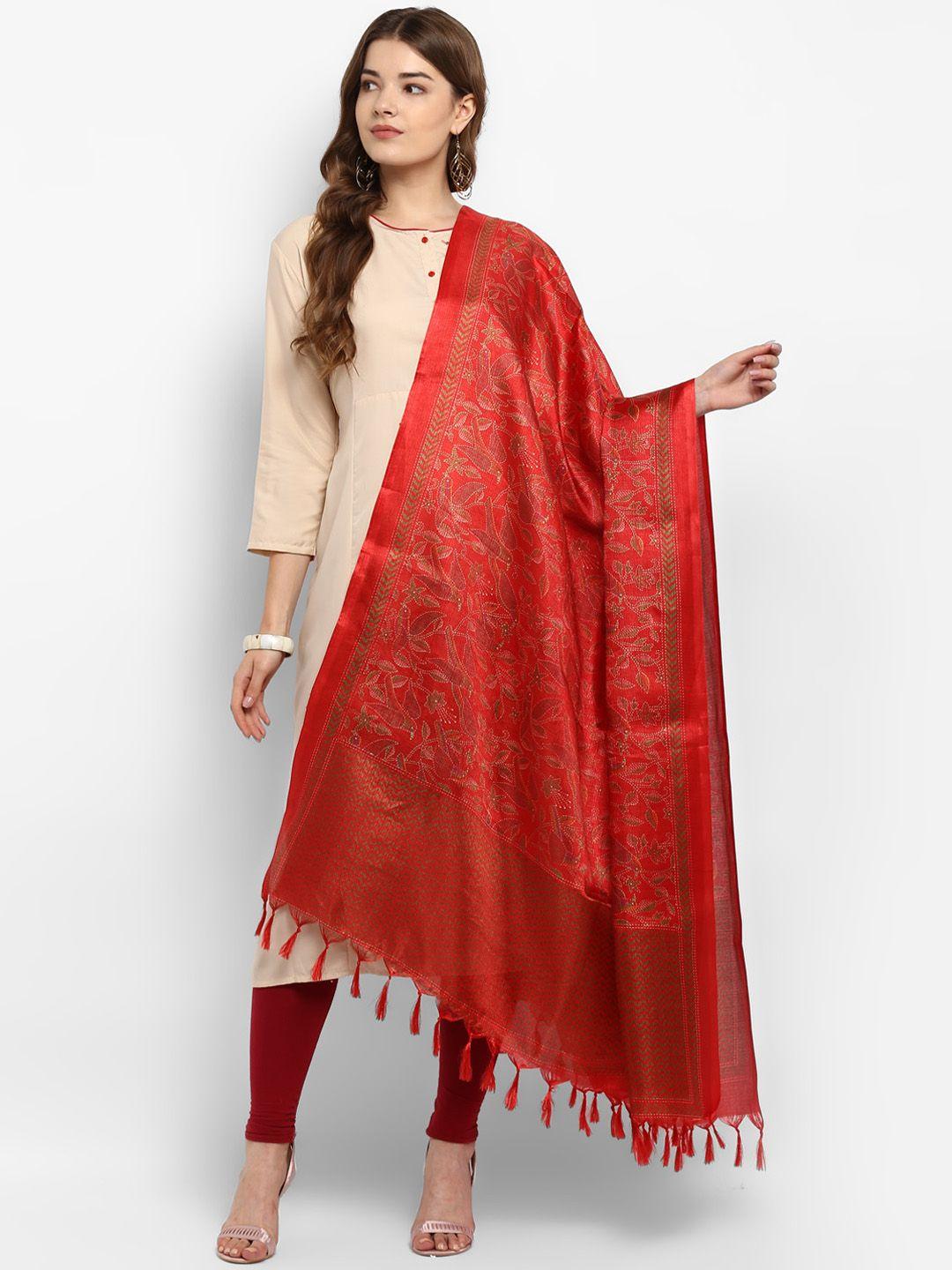 saree-mall-red-&-gold-toned-printed-dupatta