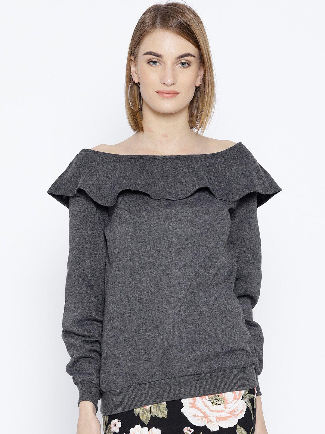 belle-fille-women-charcoal-grey-solid-off-shoulder-sweatshirt
