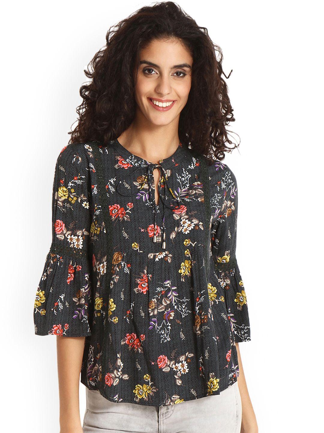 gipsy-women-charcoal-grey-floral-print-top
