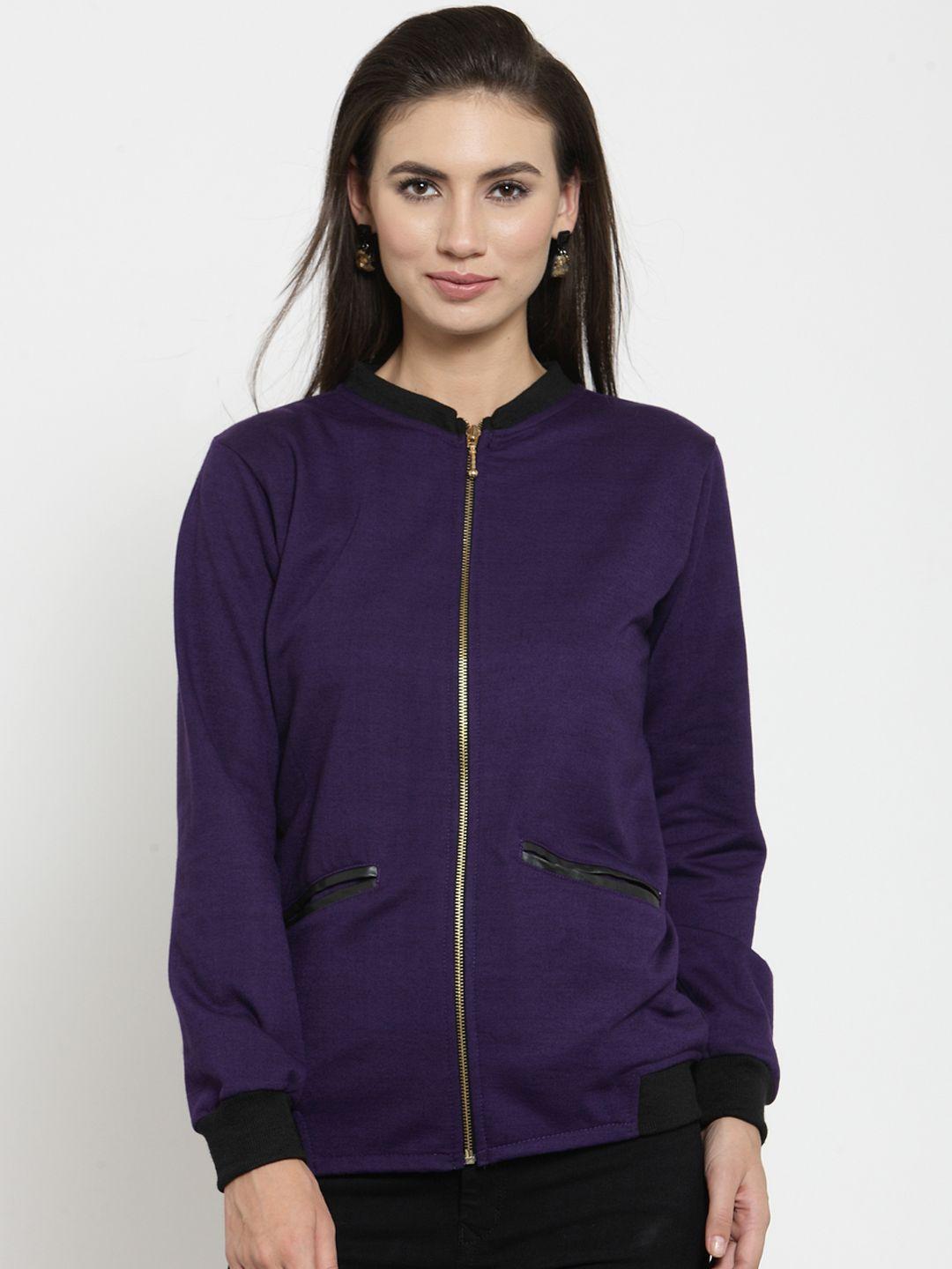 belle-fille-women-purple-solid-bomber-jacket