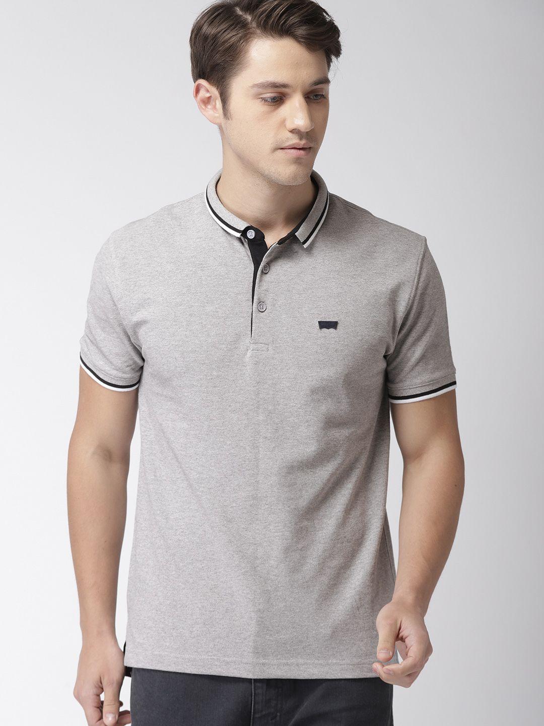 levis-men-grey-solid-polo-collar-pure-cotton-t-shirt