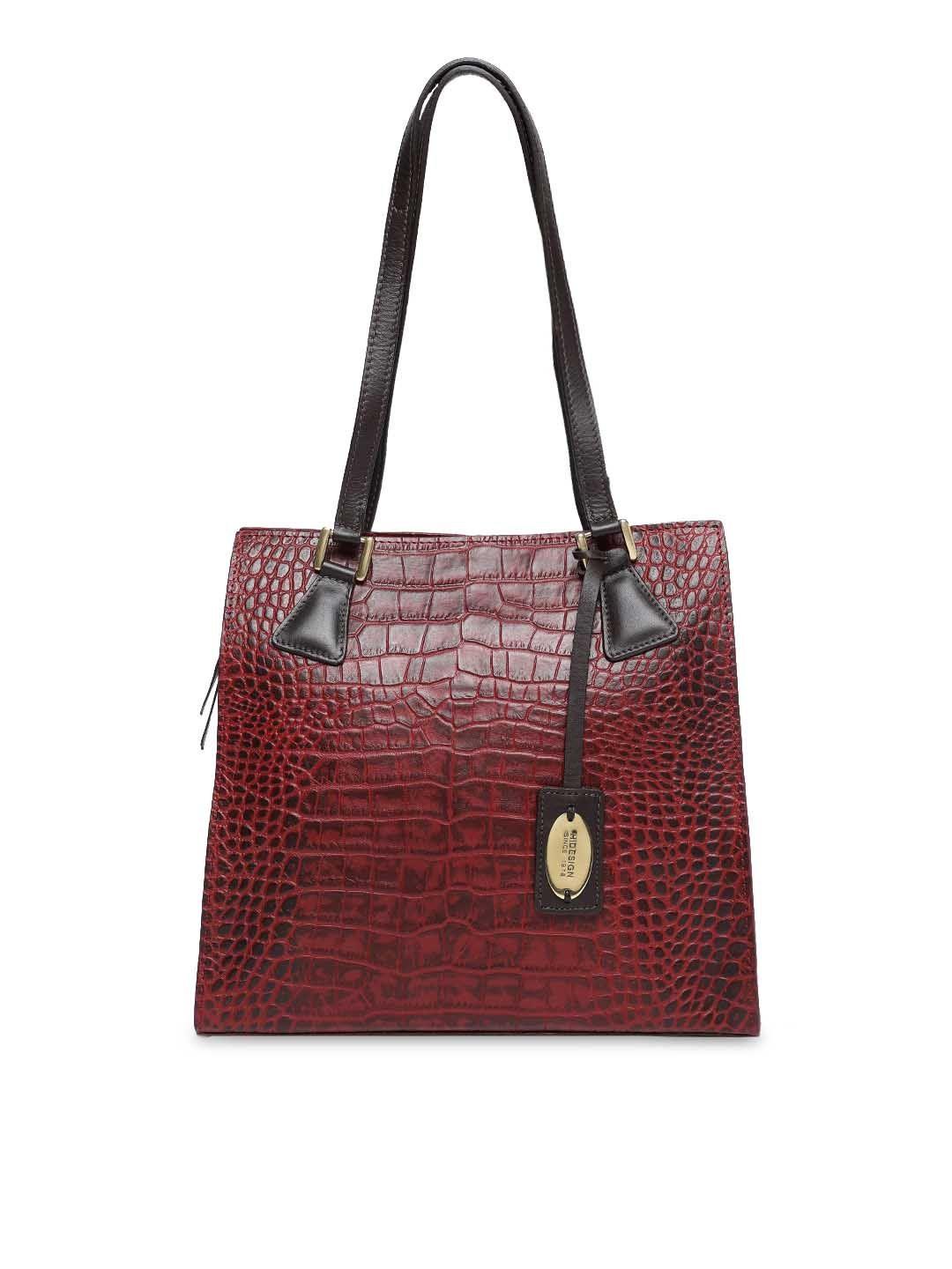hidesign-red-textured-leather-shoulder-bag