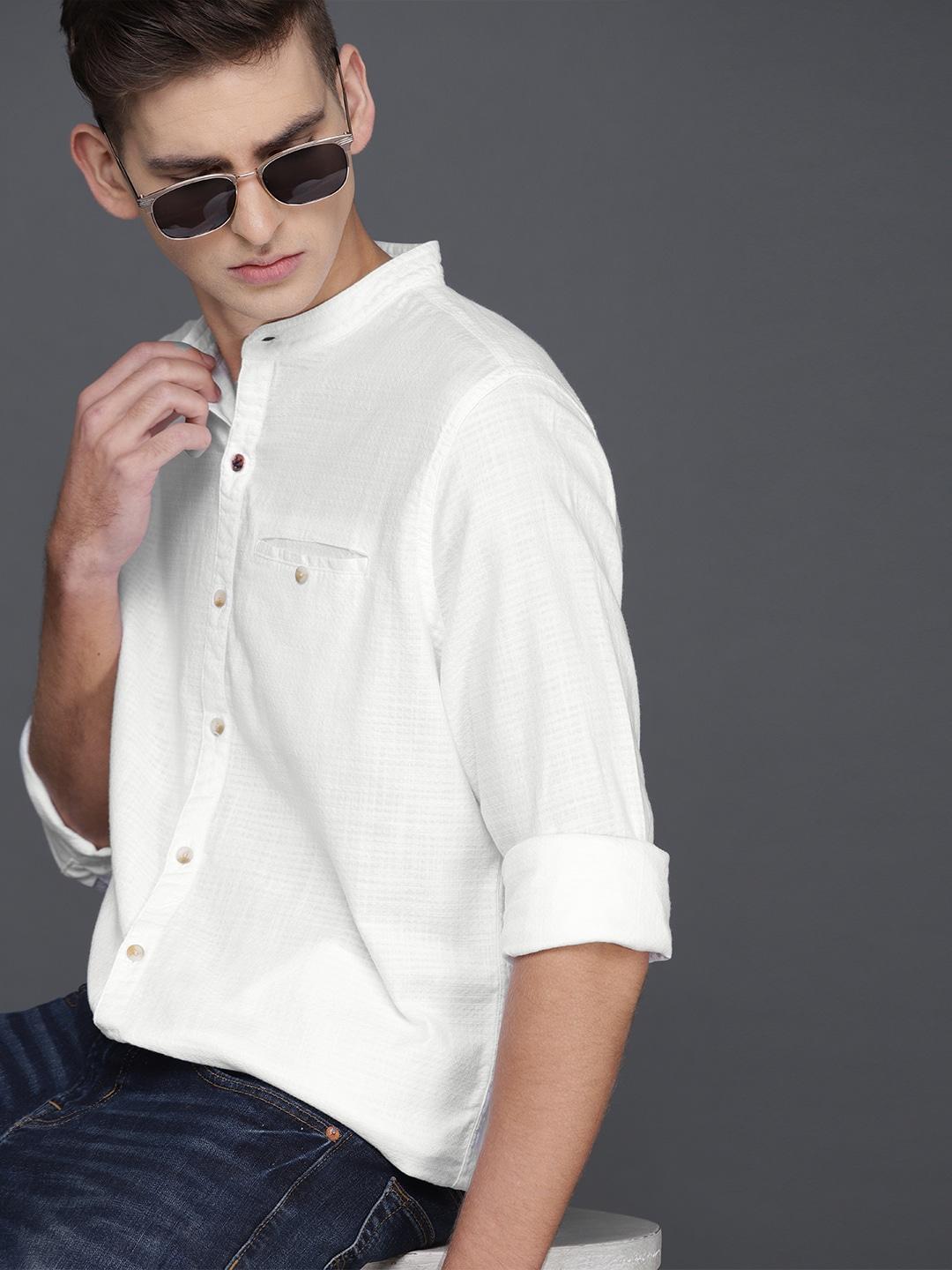 wrogn-men-white-slim-fit-self-design-casual-shirt