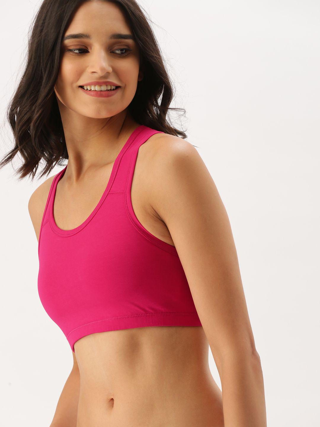 dressberry-fuchsia-solid-non-wired-non-padded-sports-bra