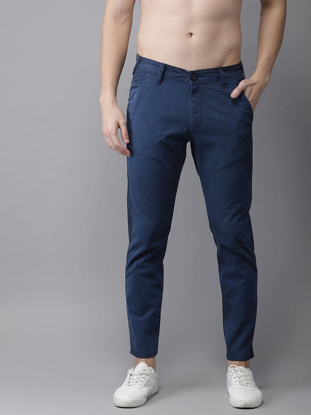 here&now-men-navy-blue-slim-fit-solid-chinos